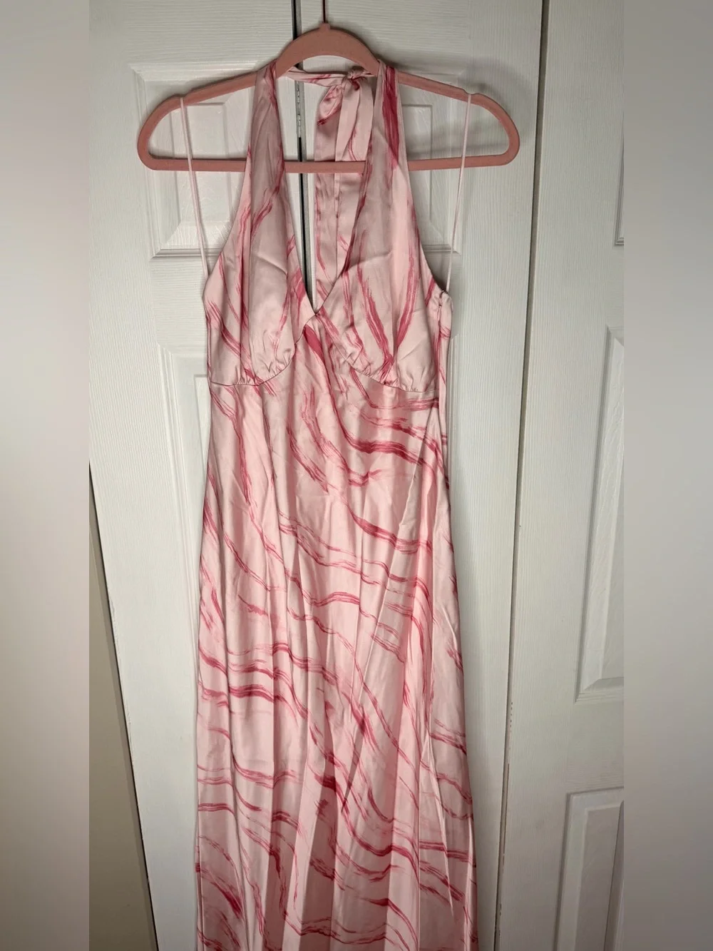 Abercrombie & Fitch Pink Marble Halter Maxi Dress